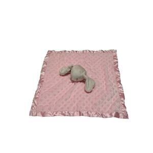 Pro Goleem Pink Bunny Rabbit Lovey Security Blanket Minky Dot Satin Backing 15”